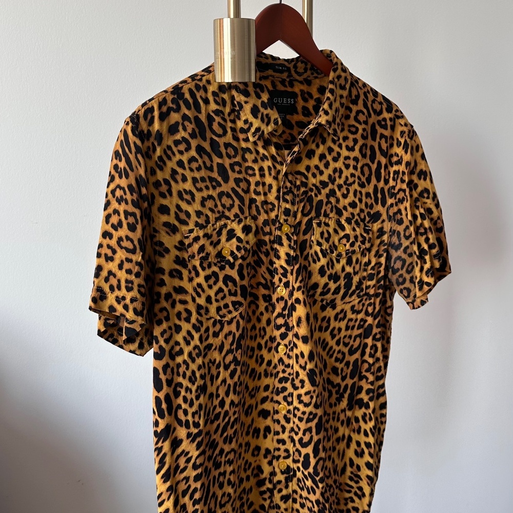 Guess Slim Fit Leopard Print Shirt